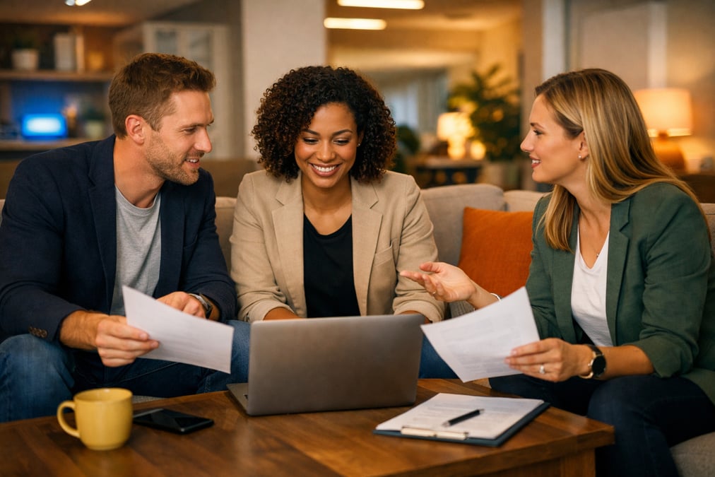 Job candidate drafting a negotiation email on a laptop at an outdoor patio