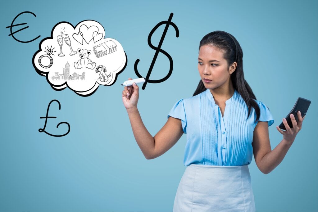 desenho da mulher dolar simbolos aereos