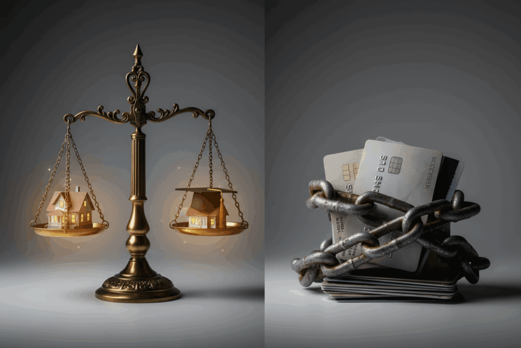 A strategic financial planning scene, focusing on the analysis of interest rates and ROI.